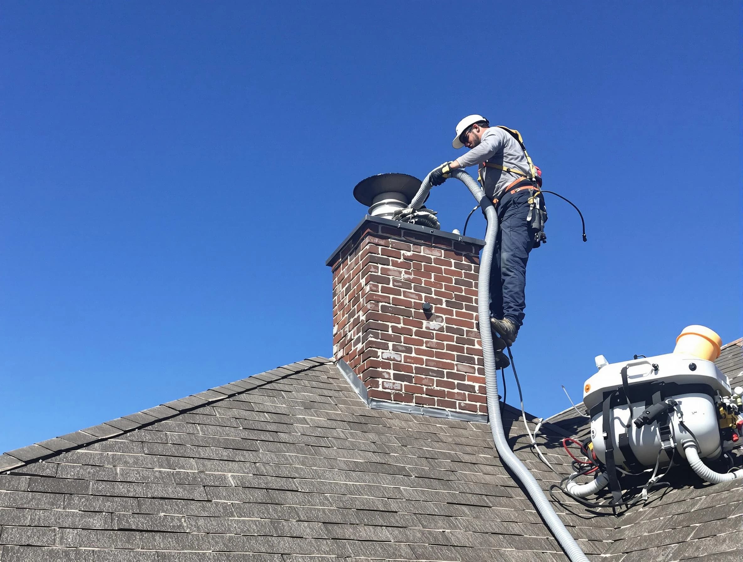 Dedicated Odenville Chimney Sweep team member cleaning a chimney in Odenville, AL