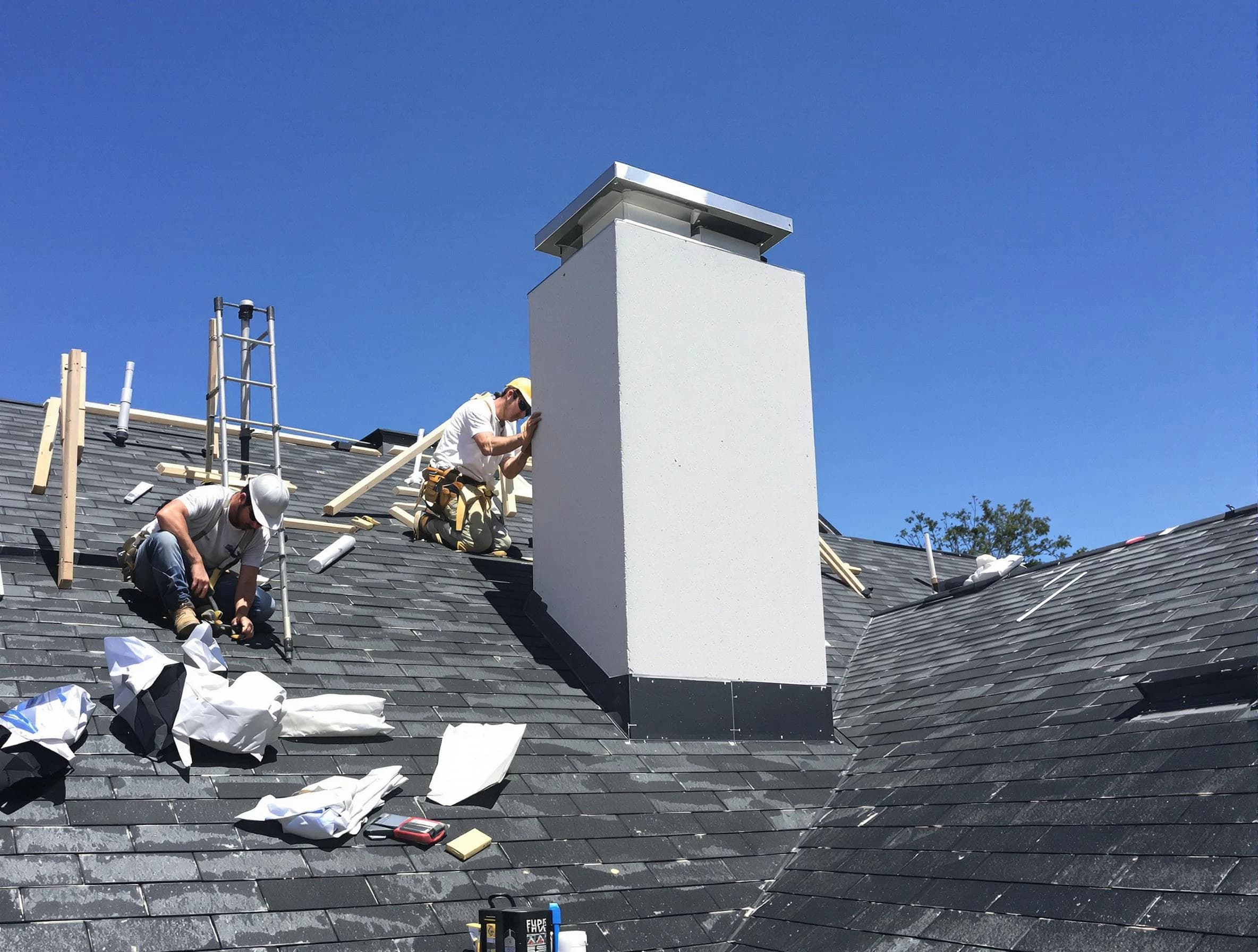 Odenville Chimney Sweep crew installing a new chimney in Odenville, AL