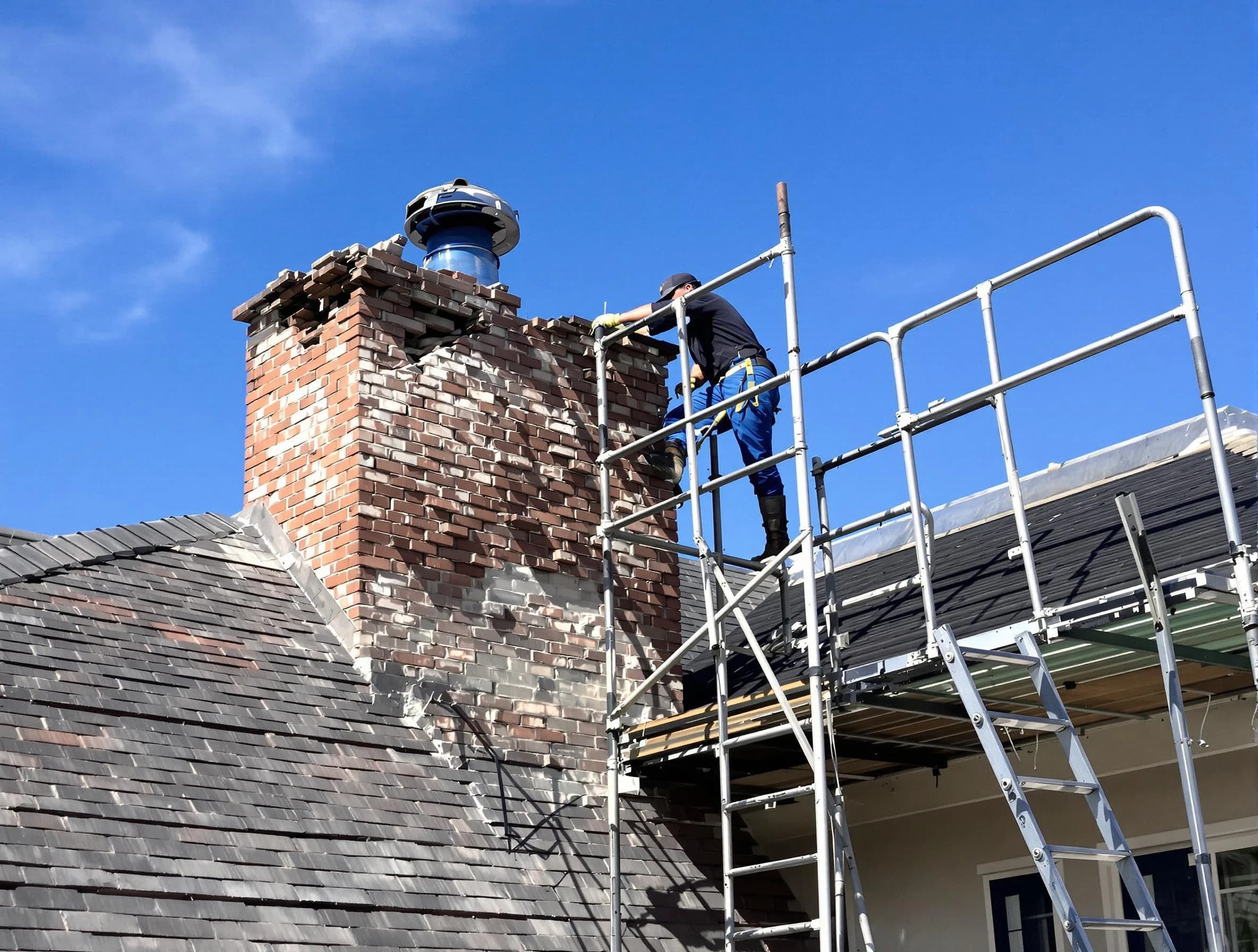 Rebuilding a chimney structure by Odenville Chimney Sweep in Odenville, AL