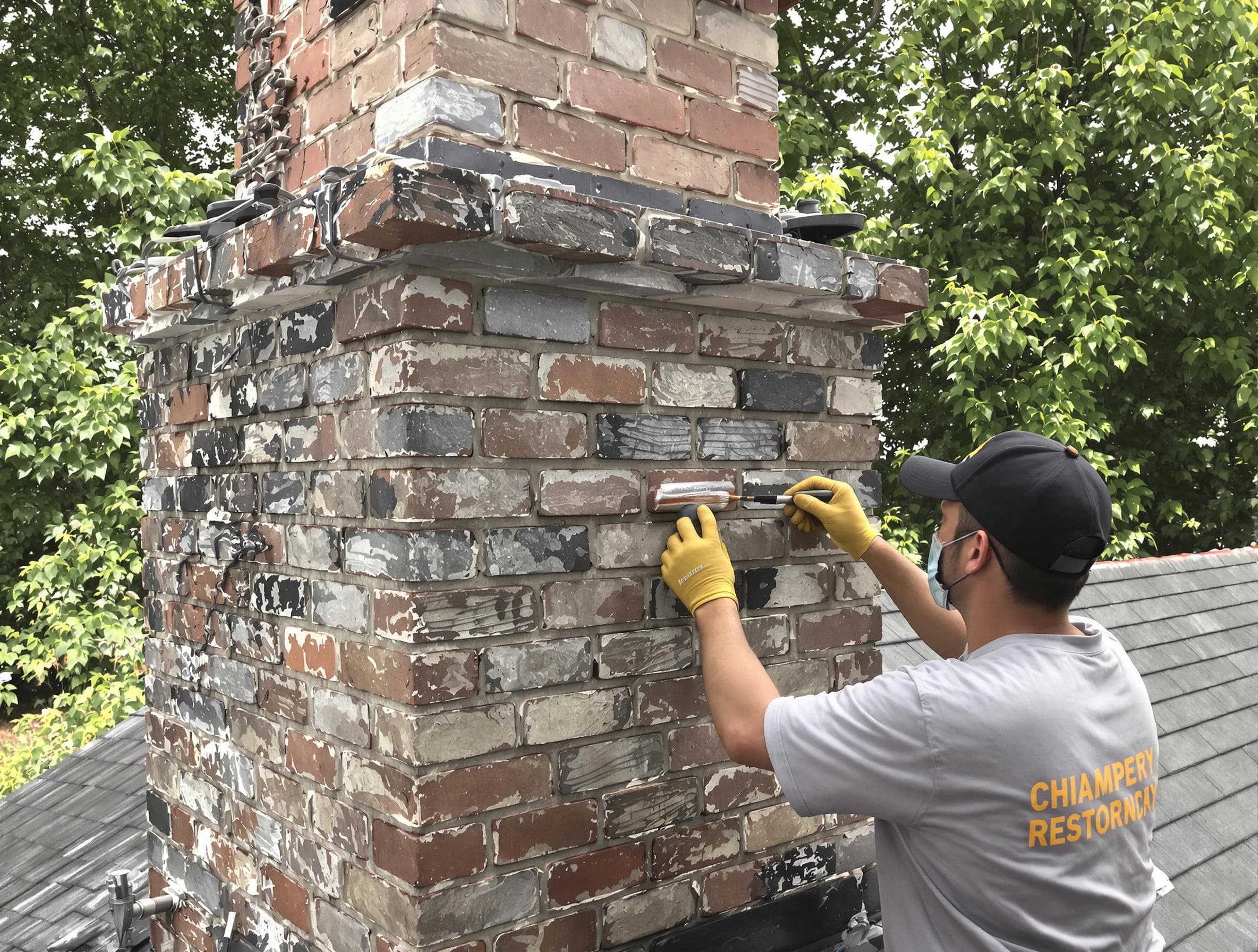 In-progress chimney restoration by Odenville Chimney Sweep in Odenville, AL
