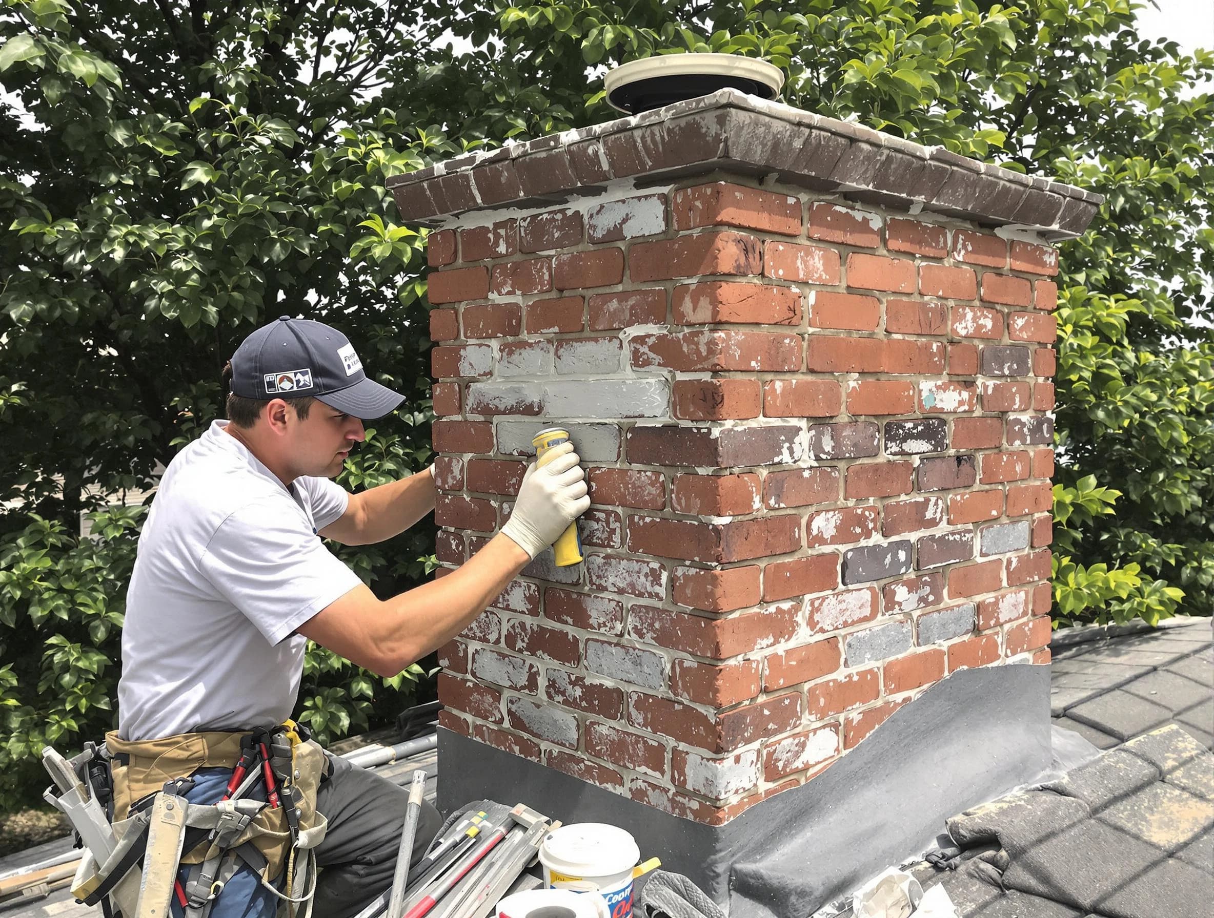 Odenville Chimney Sweep restoring an aging chimney in Odenville, AL