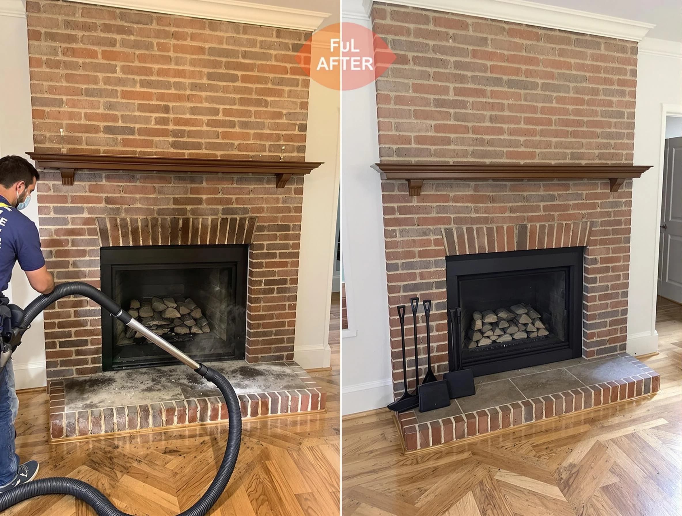 Odenville Chimney Sweep carefully sanitizing a fireplace in Odenville, AL
