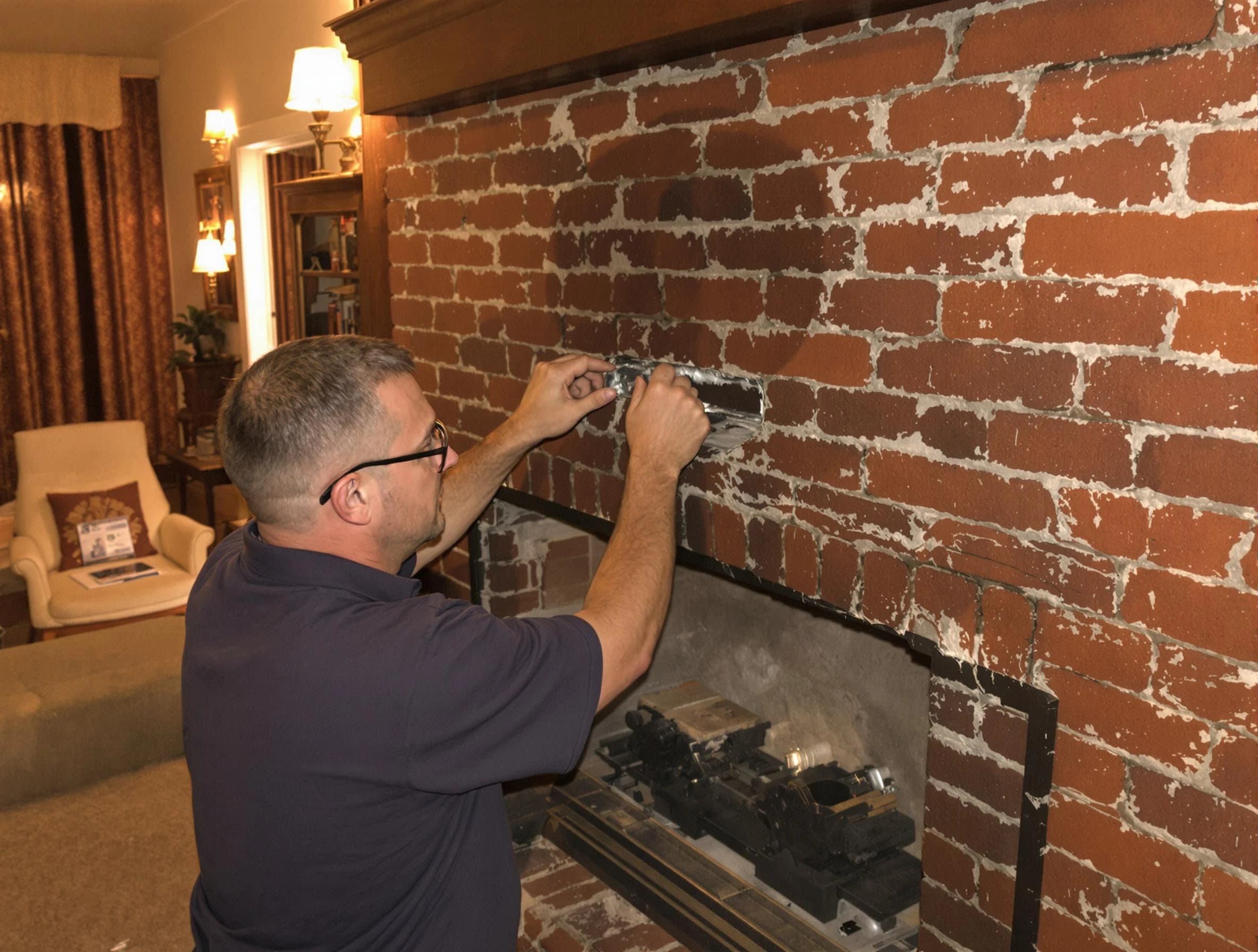 Odenville Chimney Sweep expert fixing a fireplace in Odenville, AL