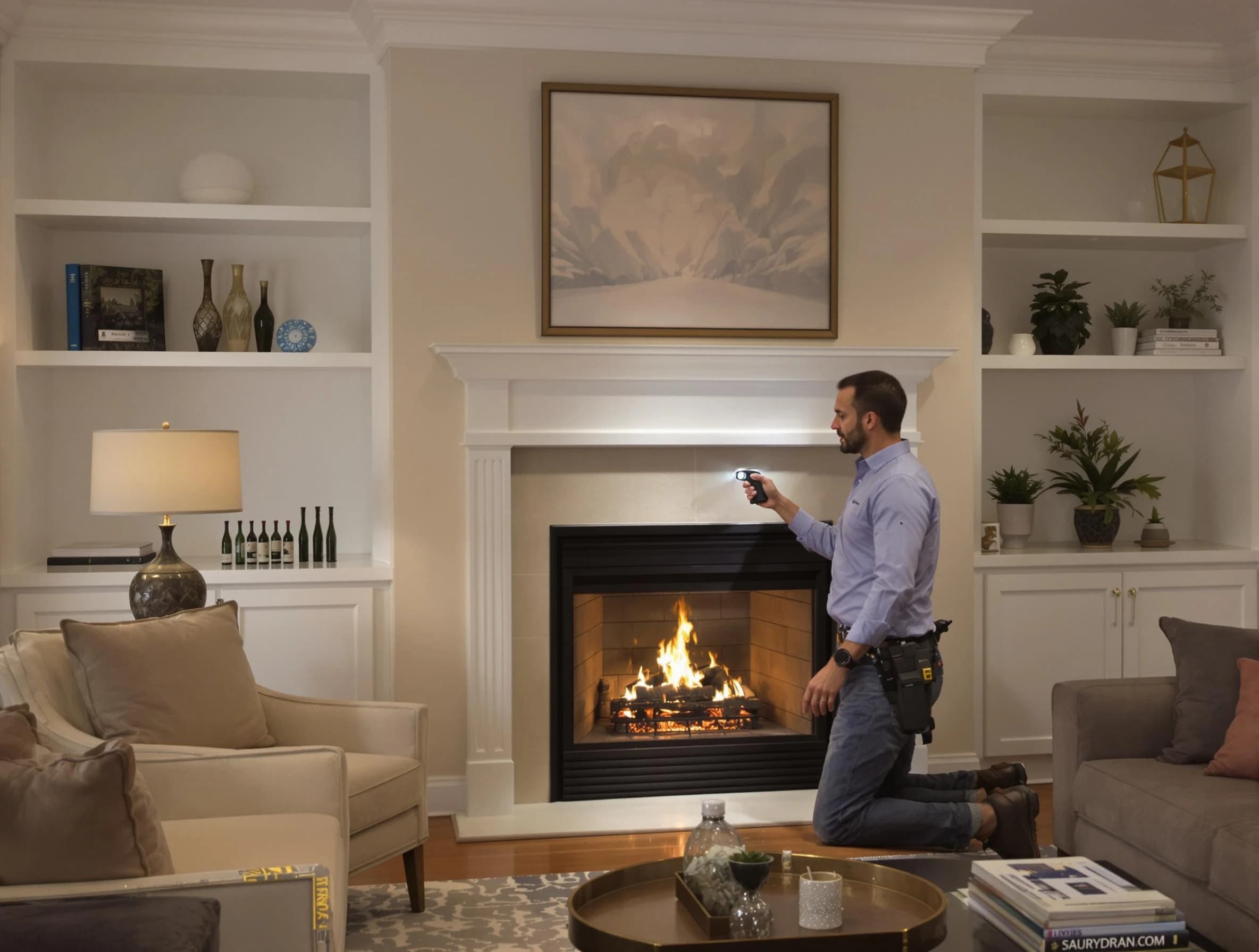 Odenville Chimney Sweep conducting a fireplace safety inspection in Odenville, AL