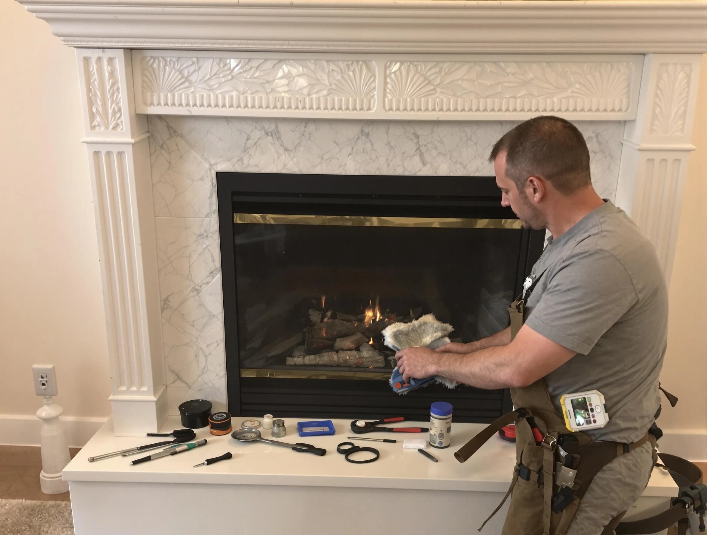 Odenville Chimney Sweep performing fireplace maintenance in Odenville, AL
