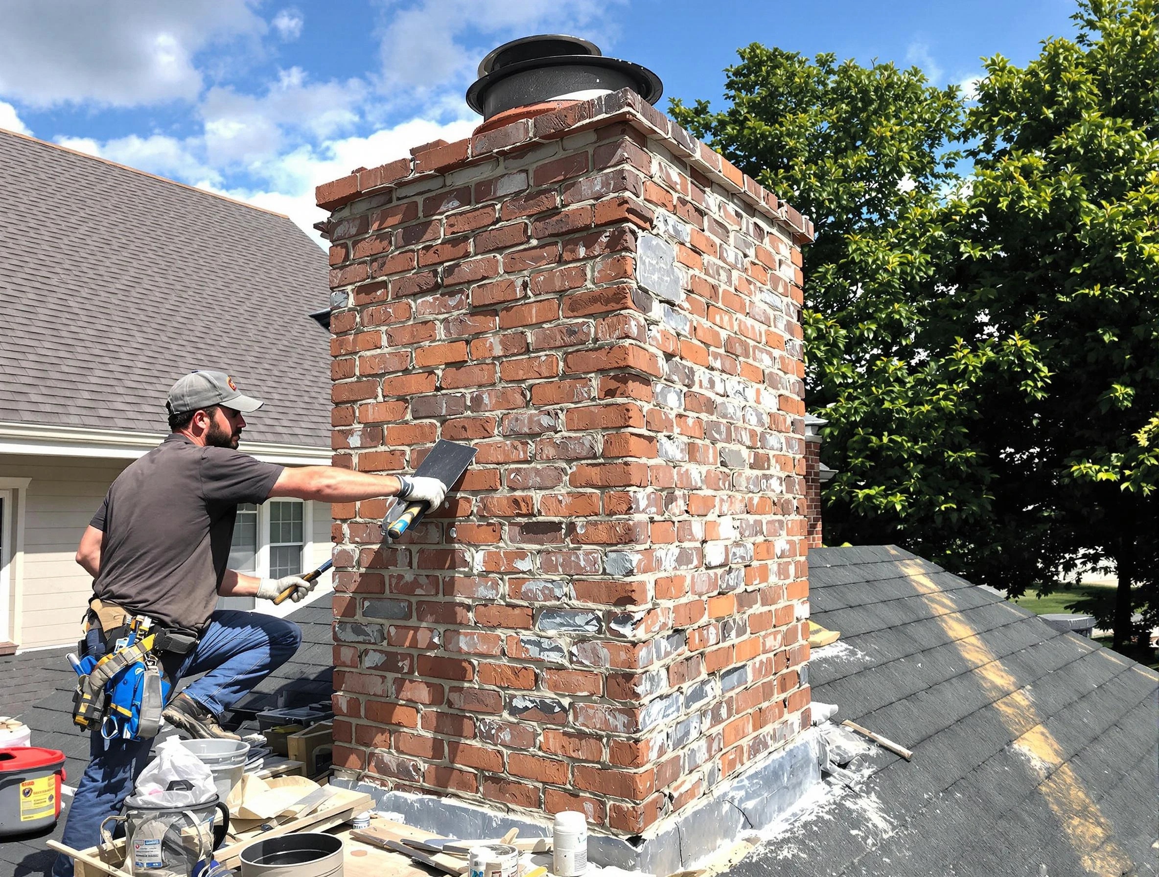 Completed chimney rebuild by Odenville Chimney Sweep in Odenville, AL