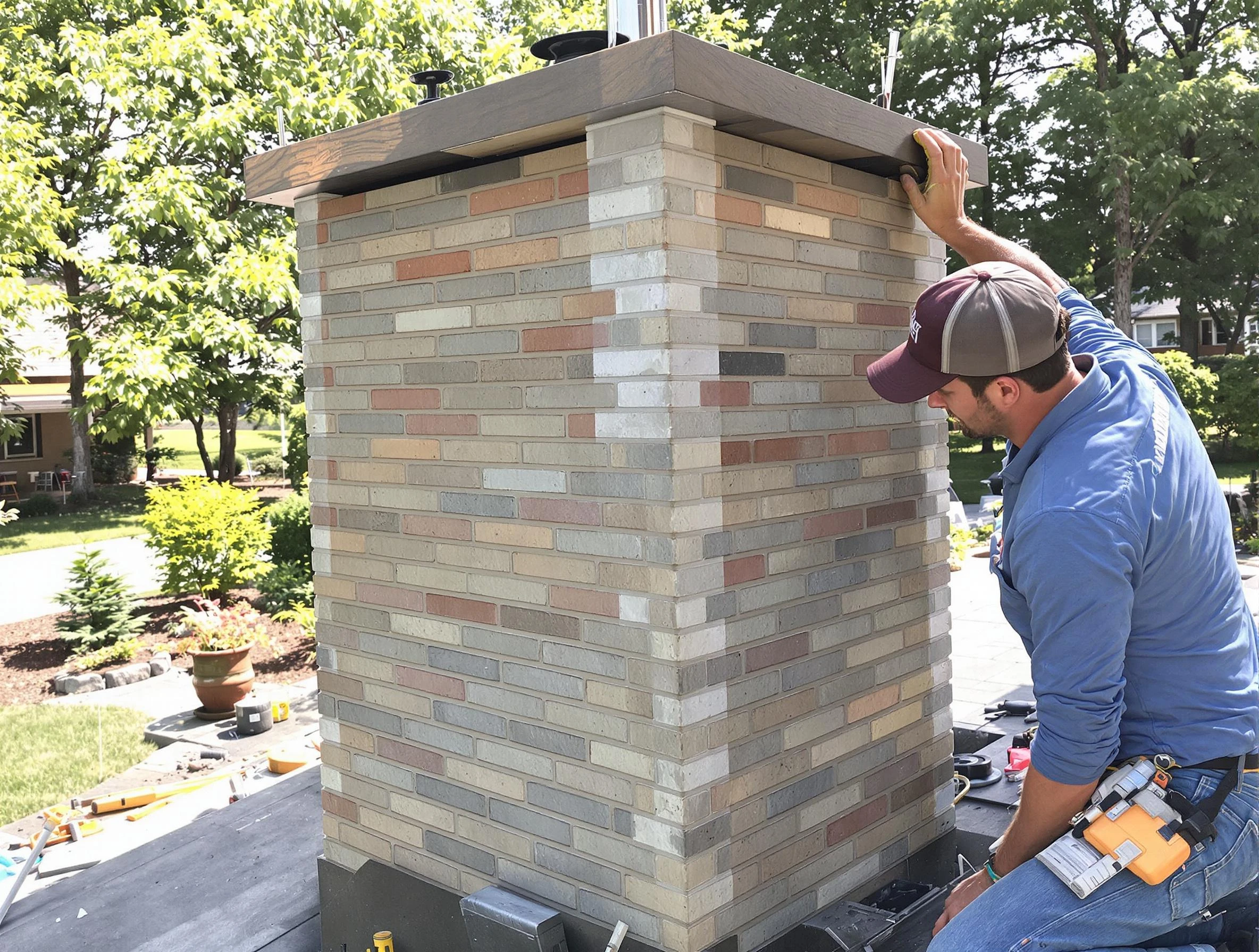 Odenville Chimney Sweep completing a modern chimney remodel in Odenville, AL