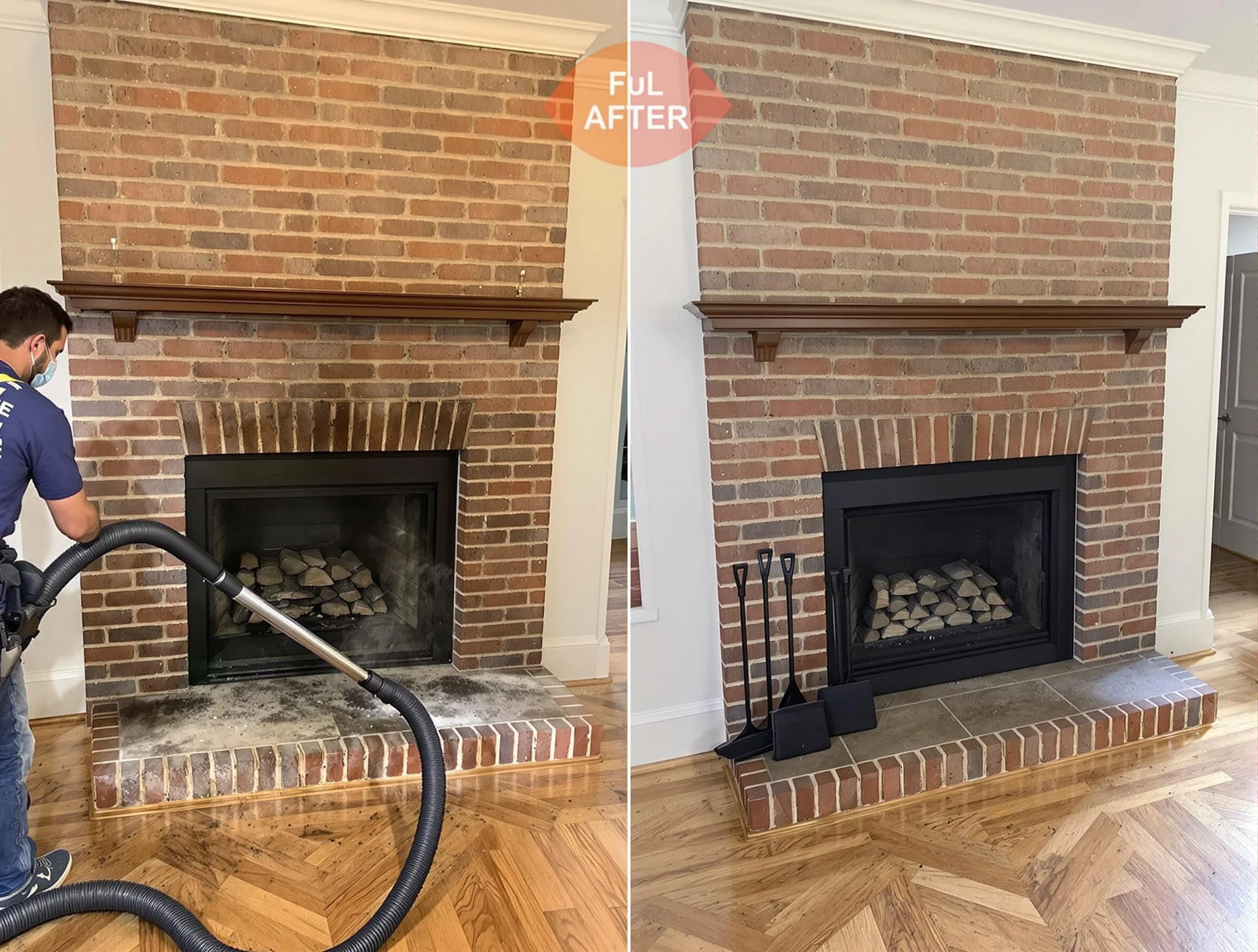 Odenville Chimney Sweep carefully sanitizing a fireplace in Odenville, AL